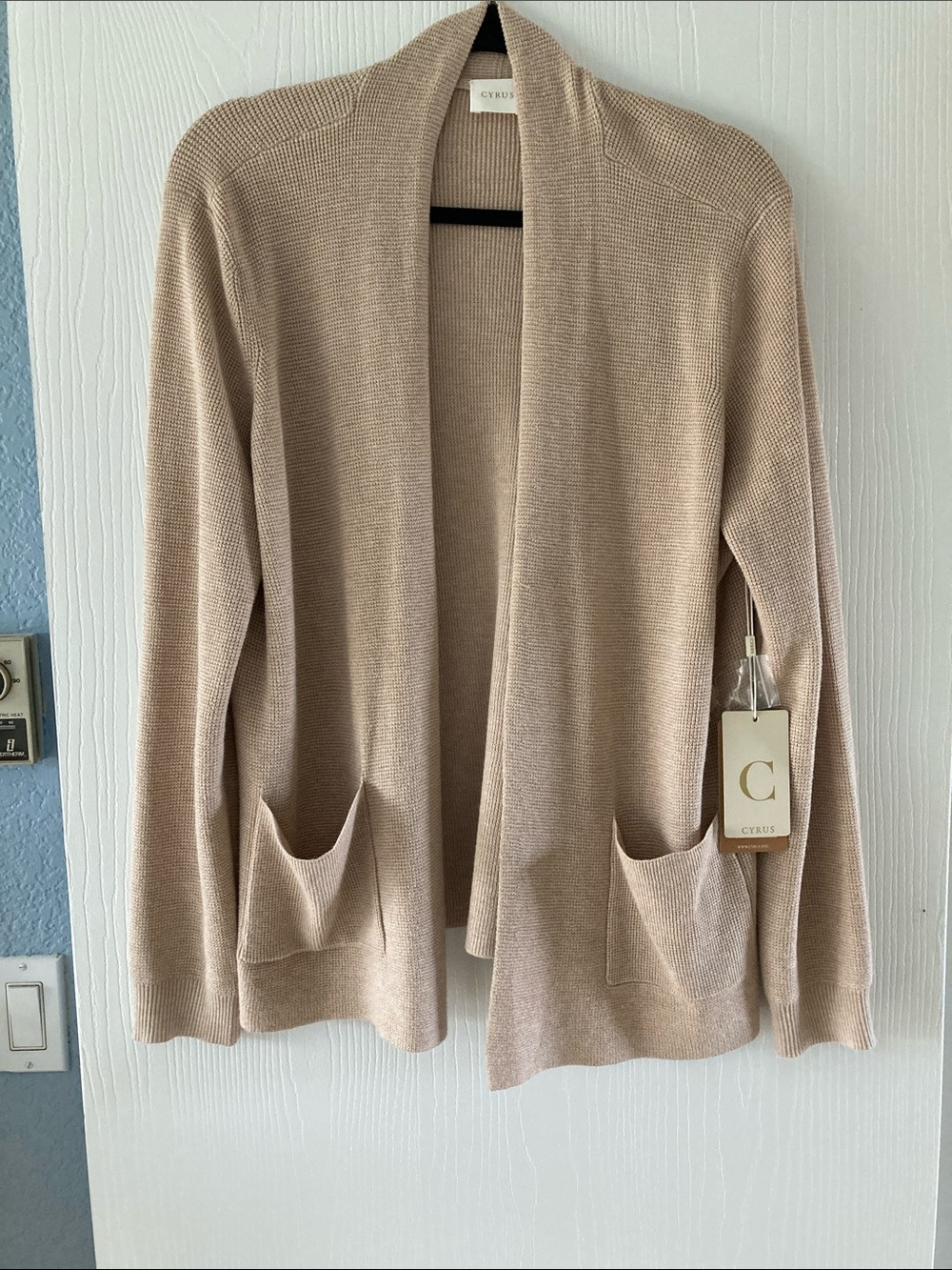 Cyrus Open-Front Pocket Cardigan - Taupe
